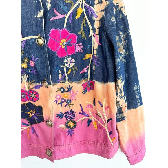 90s Boho Tie Dye Embroidered Jacket - Picture 9 of 10